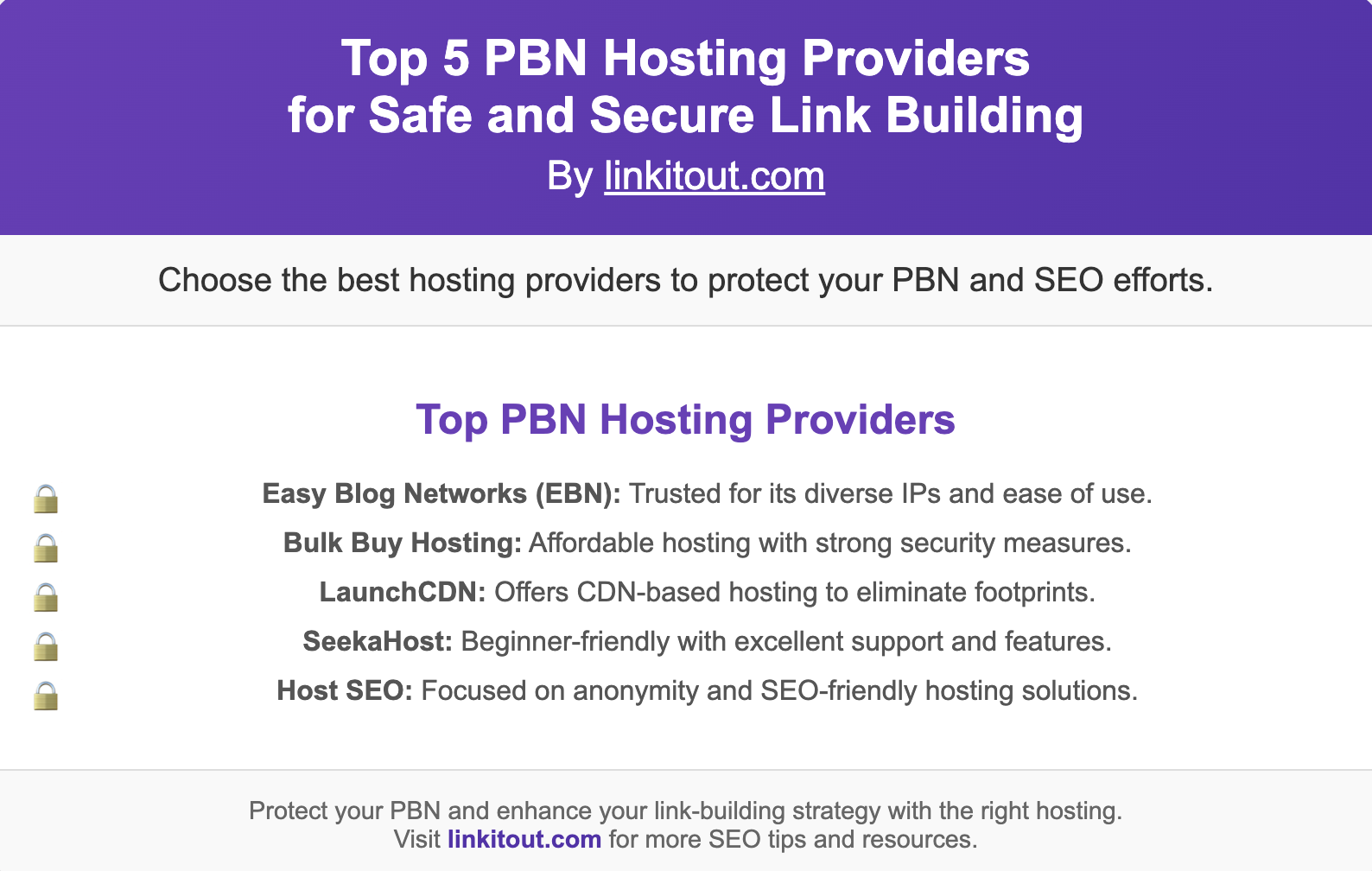 Top 5 PBN Hosting Providers for Safe and Secure Link Building