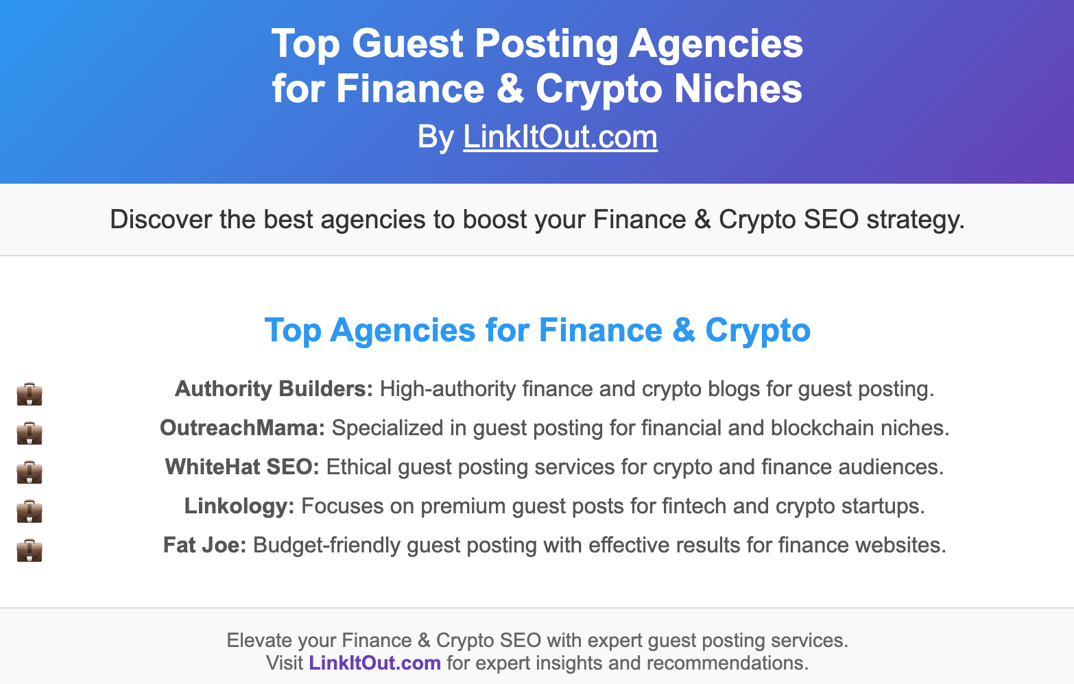 Top Guest Posting Agencies for Finance & Crypto Niches