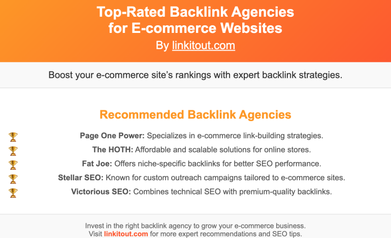 Top-Rated Backlink Agencies for E-commerce Websites